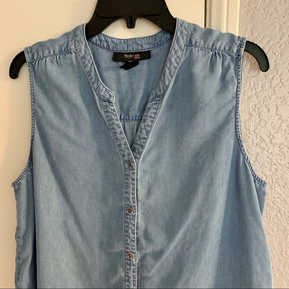 Style & Co blue sleeveless denim top PL - petite L - Picture 2 of 3